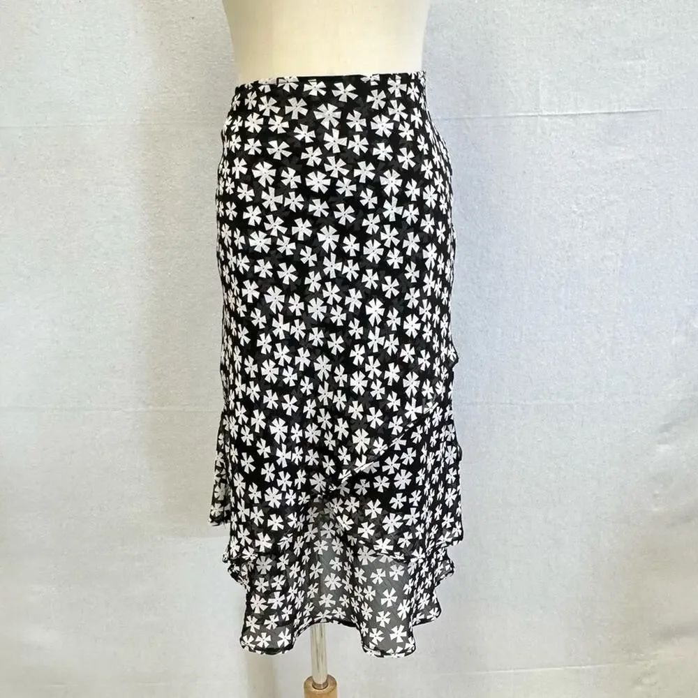 Vintage Y2k Soft Works Petites black & white  layered knee length skirt size 2‎